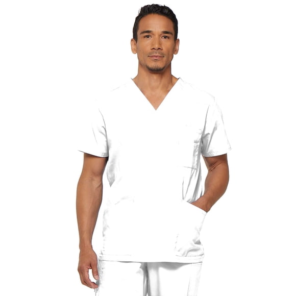 Scrub Top Dickies EDS Signature con cuello en V para hombre, color blanco, talla L