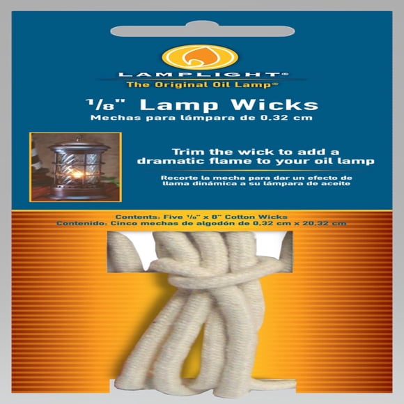 Lámpara Lamp Wick Farms Hooper, algodón, 3 mm x 20 cm de largo, paquete de 5