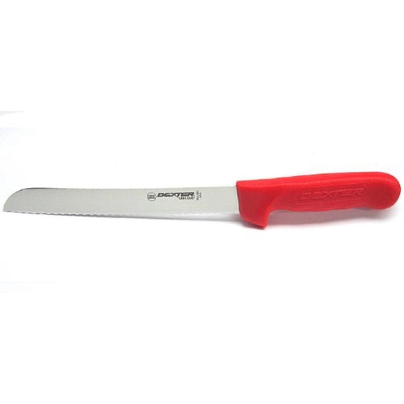 Cuchillo de pan Dexter Outdoors 20 cm con borde ondulado rojo