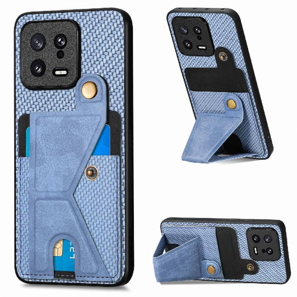 Funda Resistente para Xiaomi 13 con Tarjetero y Soporte, Diseño Magnético Azul