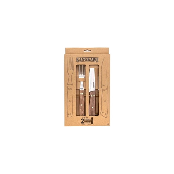 Set De 2 Cuchillos De 5 + 2 Tenedores Para Asado Kangkawe