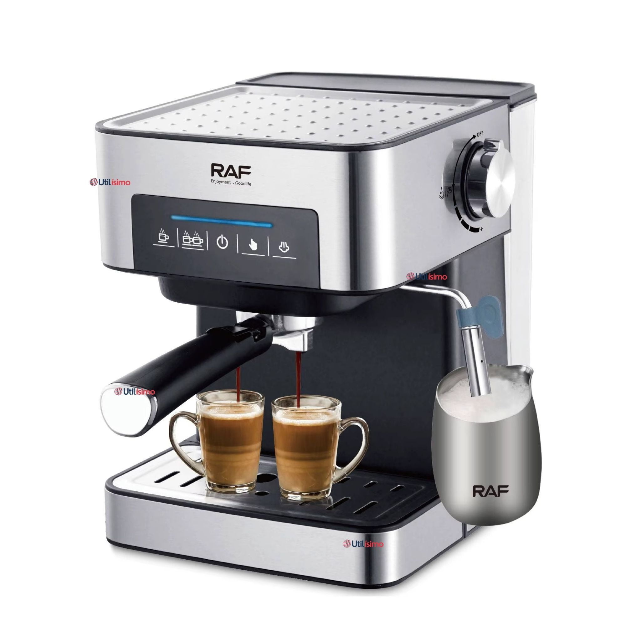 Raf - Maquina Café Espresso Capuccino Espumador De Leche Antigoteo 1.5 Litros