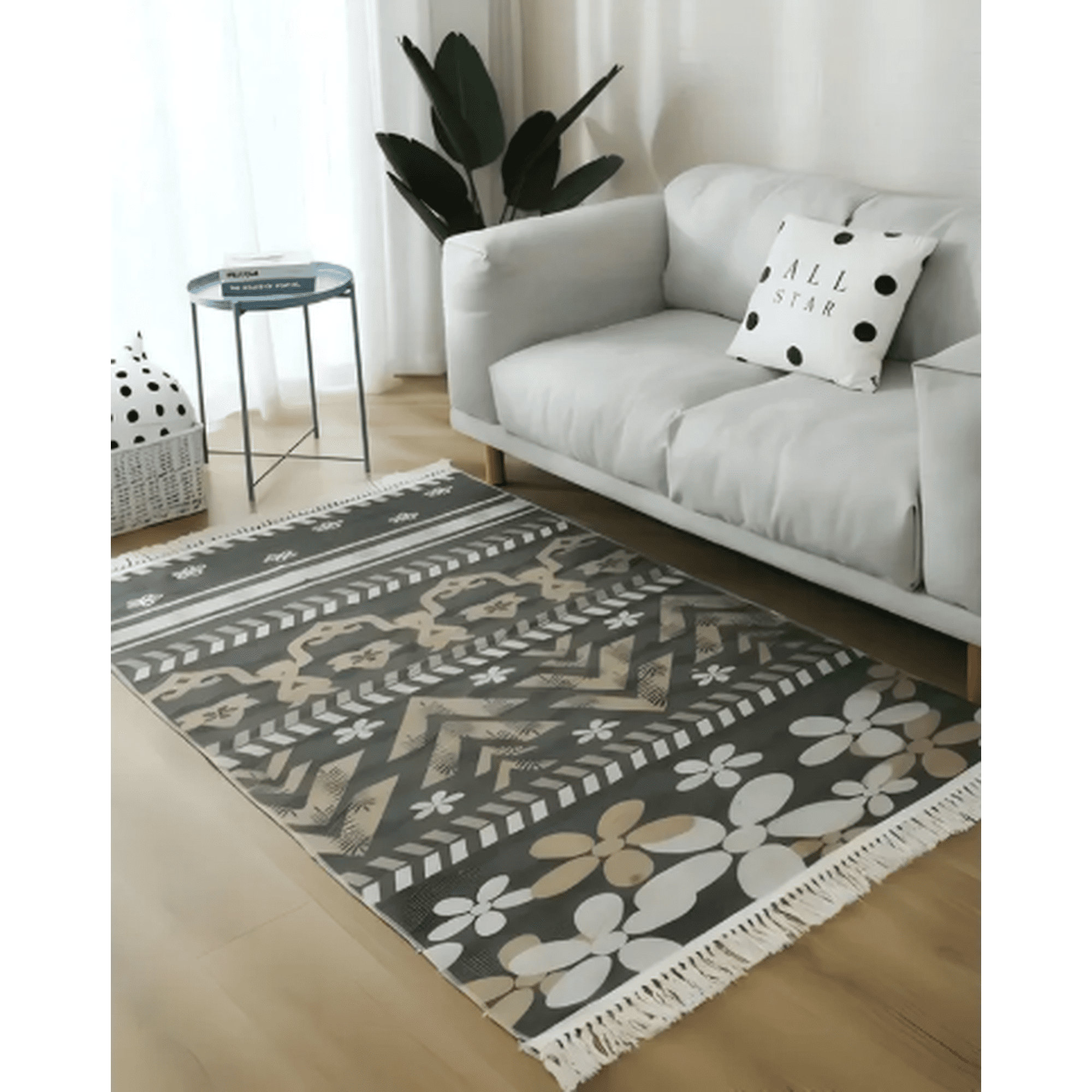 Diana - Alfombras De Lino 160 X 200 Elegantes Con Flecos