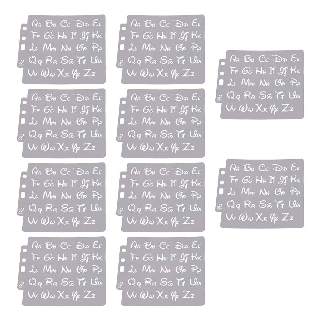 Magideal - 10 Plantillas De Pintura De Letras Reutilizables Para Pared, Plantilla De Para Manualidades, Tarjetas De Felicitación, Decoración De Pizarra