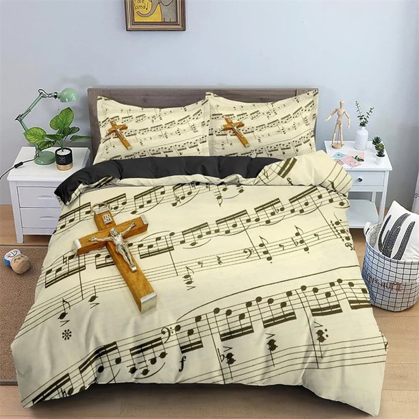 Musical Symbols Bedding SetDuvet Cover Comforter Bed Set Quilt Cover Pillowcase Boys Girls Adults