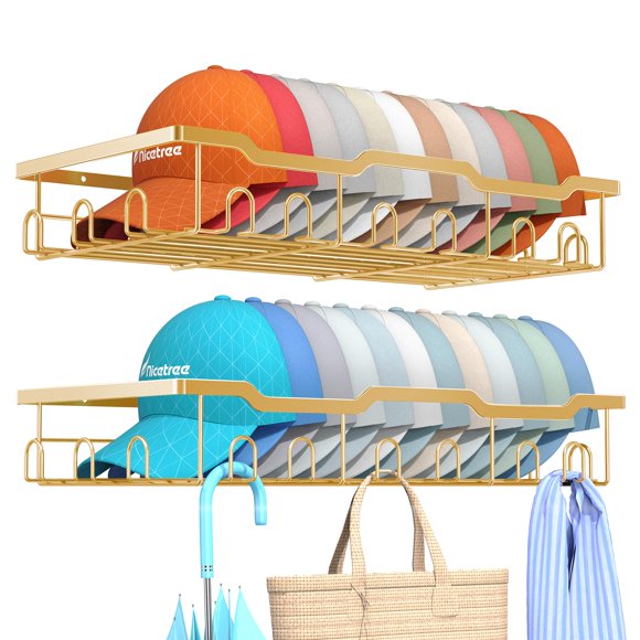 Soporte para sombreros Nicetree 42x22x7 cm Pack de 2, montaje en pared de metal
