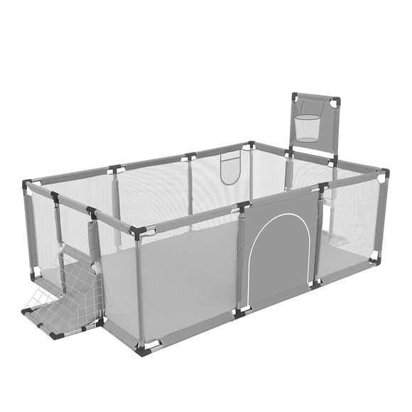 Corral de Seguridad Bebe 180 Cm. Con Aro y Arco + 30 Pelotitas Gris