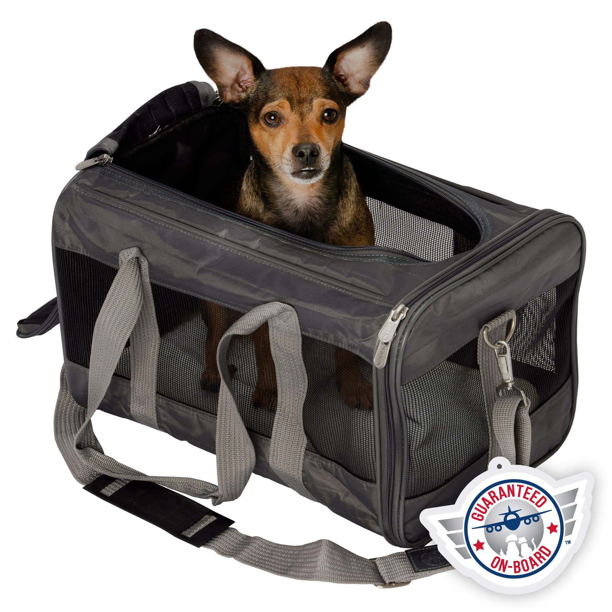 Transportín Para Mascotas Sherpa Original Deluxe Aprobado Por Aerolíneas Gris M