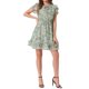 thumbnail image 1 of INSPIRE CHIC Vestido de Chifón Floral con Volantes, Manga con Volantes, Escote en V con Lazo, por Encima de la Rodilla, Línea A para Mujer, Talla L, Verde Claro, 1 of 6