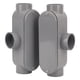 thumbnail image 1 of Cuerpo de conduit CKVIHAV tipo T de PVC rígido de 1.5 cm con tapa, gris, paquete de 2, 1 of 7