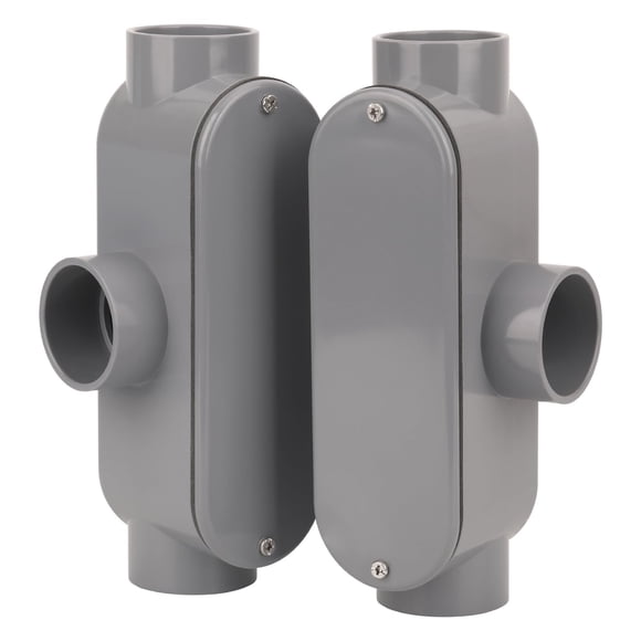 Cuerpo de conduit CKVIHAV tipo T de PVC rígido de 1.5 cm con tapa, gris, paquete de 2