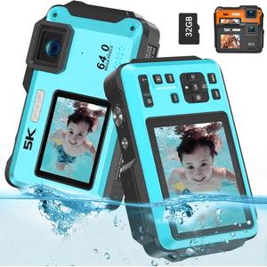 Innedd - Cámara Sumergible 5K 64Mp Con Wifi Y Doble Pantalla Zoom 16X - Celeste