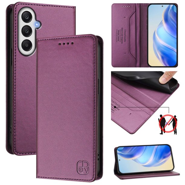 Funda Billetera con Soporte para Samsung Galaxy A05s Bloqueo RFID Plegable Violeta