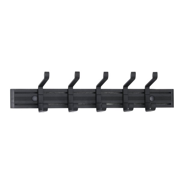 REGALWOVEN 1 Paquete de Perchero de Pared, Gancho de Abrigo Sólido, Perchero para Sombreros, Ganchos de Pared para Colgar con 5 Ganchos para Entrada, Baño, Dormitorio Negro
