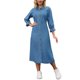 thumbnail image 2 of INSPIRE CHIC Vestido Vaquero de Mujer Regreso a Clases Ajuste Holgado Manga 3/4 Botones Abajo Midi Vestido de Mezclilla XL Azul, 2 of 6