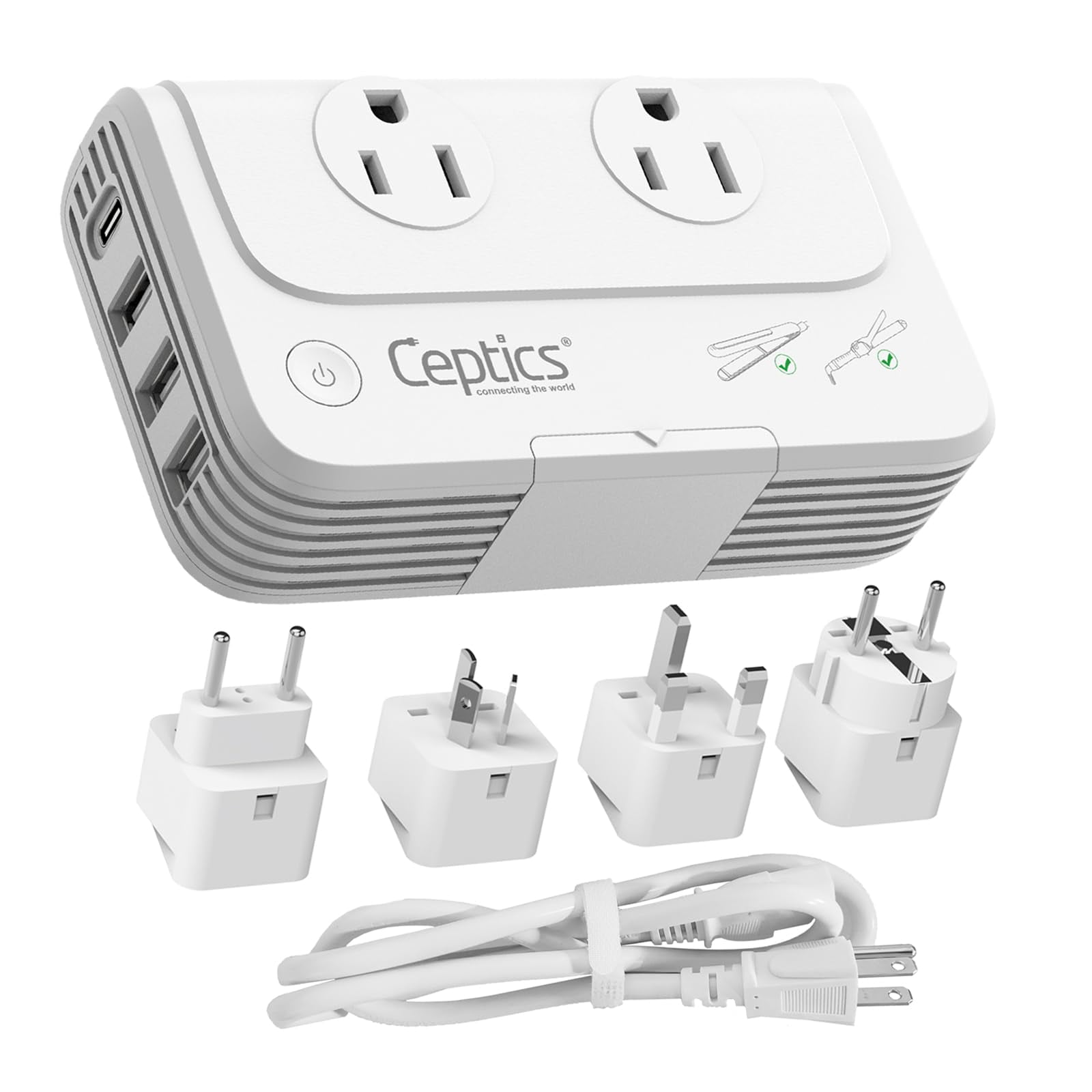 Convertidor De Voltaje Ceptics 200w 220v A 110v Con 3 Puertos Usb