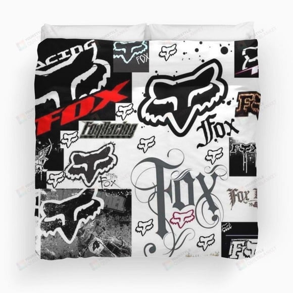 Fox Motocross Racing Picture Collage Quilt Duvet Cover Set Kids Soft Pillowcase