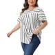 thumbnail image 4 of Agnes Orinda Blusa de Mujer Talla Grande Cuello Redondo Manga Corta a Rayas Blusa Casual de Moda T-shirt 3X Blanco, 4 of 6