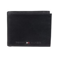 Cartera Tommy Hilfiger De Piel Con Doble Pliegue, Color Carbón, Para Hombre