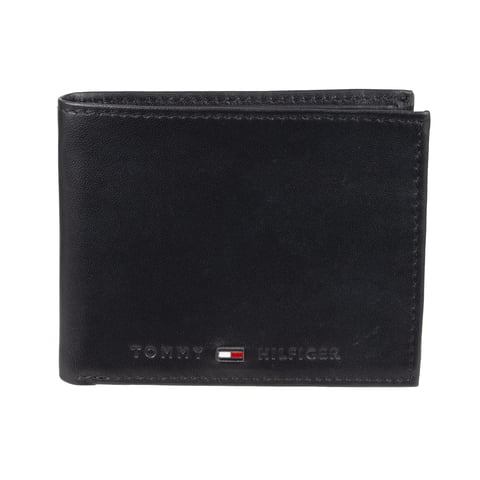 Cartera Tommy Hilfiger De Piel Con Doble Pliegue, Color Carbón, Para Hombre