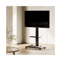 Click Ventas - Soporte Tv Rack Movil Con Ruedas 32 A 75 Base Pedestal Stand Negro