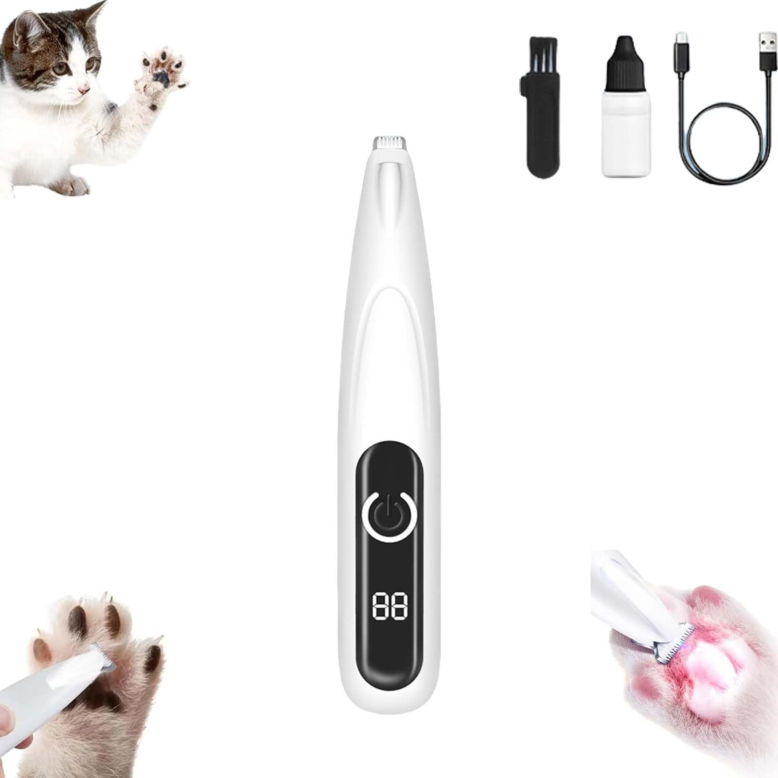 Xusx111 - Cortadora De Precisión Micro Para Mascotas, Cortadoras De Pelo Multifuncionales Para Mascotas Para El Cuidado Con Luz Led, Cortadora De Pata Recargable Impermeable De Bajo Ruido Para Patas P