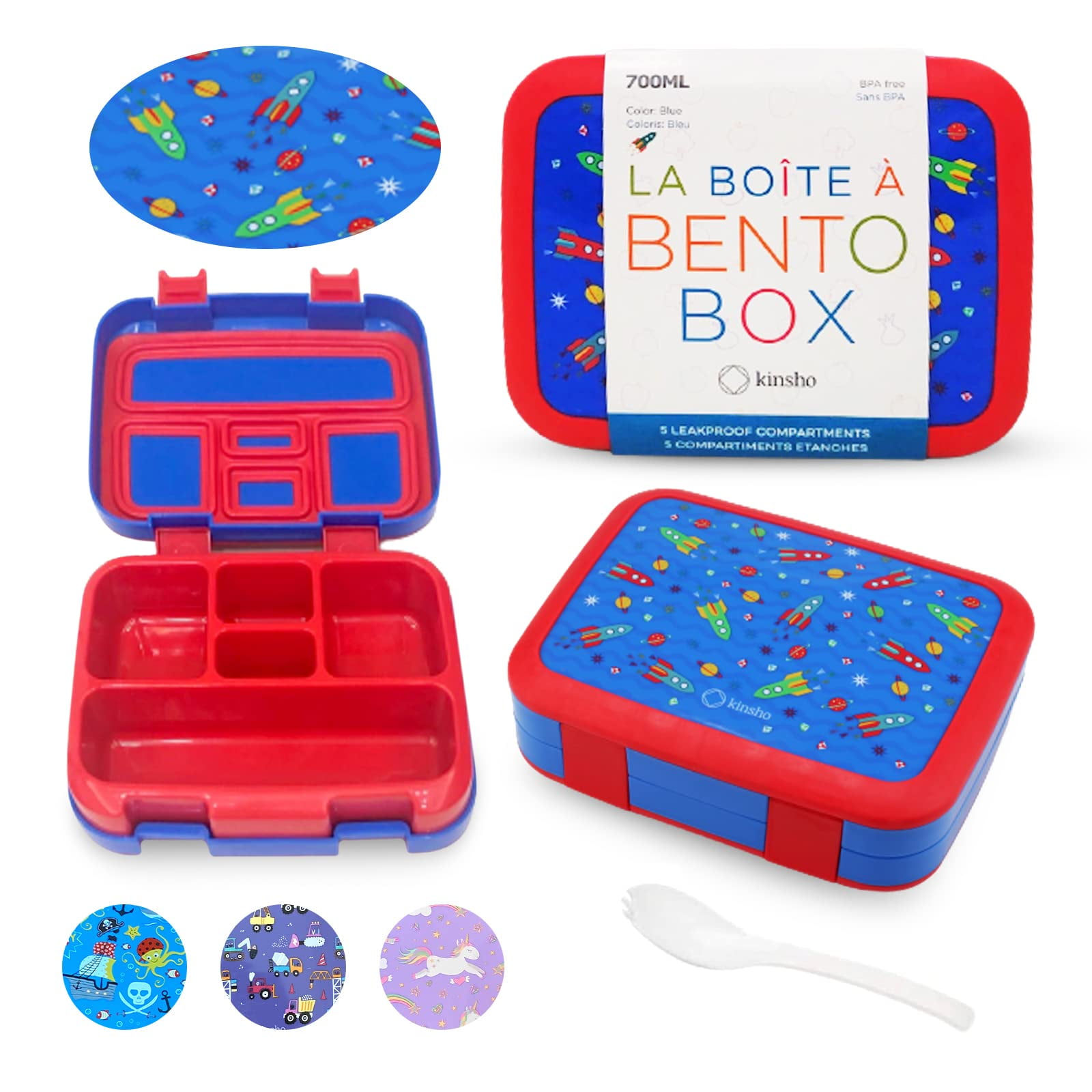 Lonchera Kinsho Bento 5 Secciones Azul