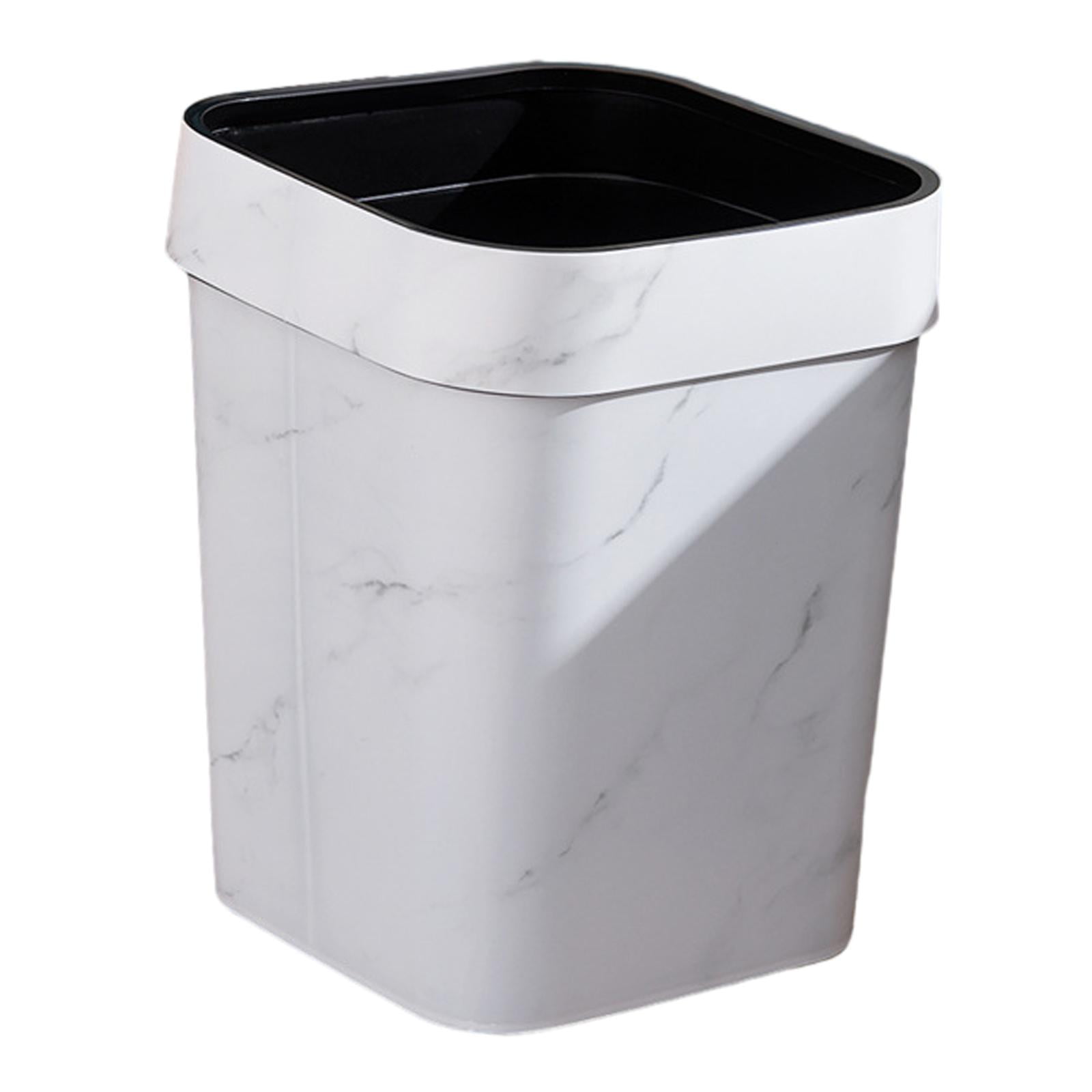 Magideal - Pequeño Bote De Basura, Contenedor De Basura, Cesta Con , Cuadrado, Cesta De Basura De 14 Litros, Cubo De Basura Para Sala De Estar, Baño, , Blanco