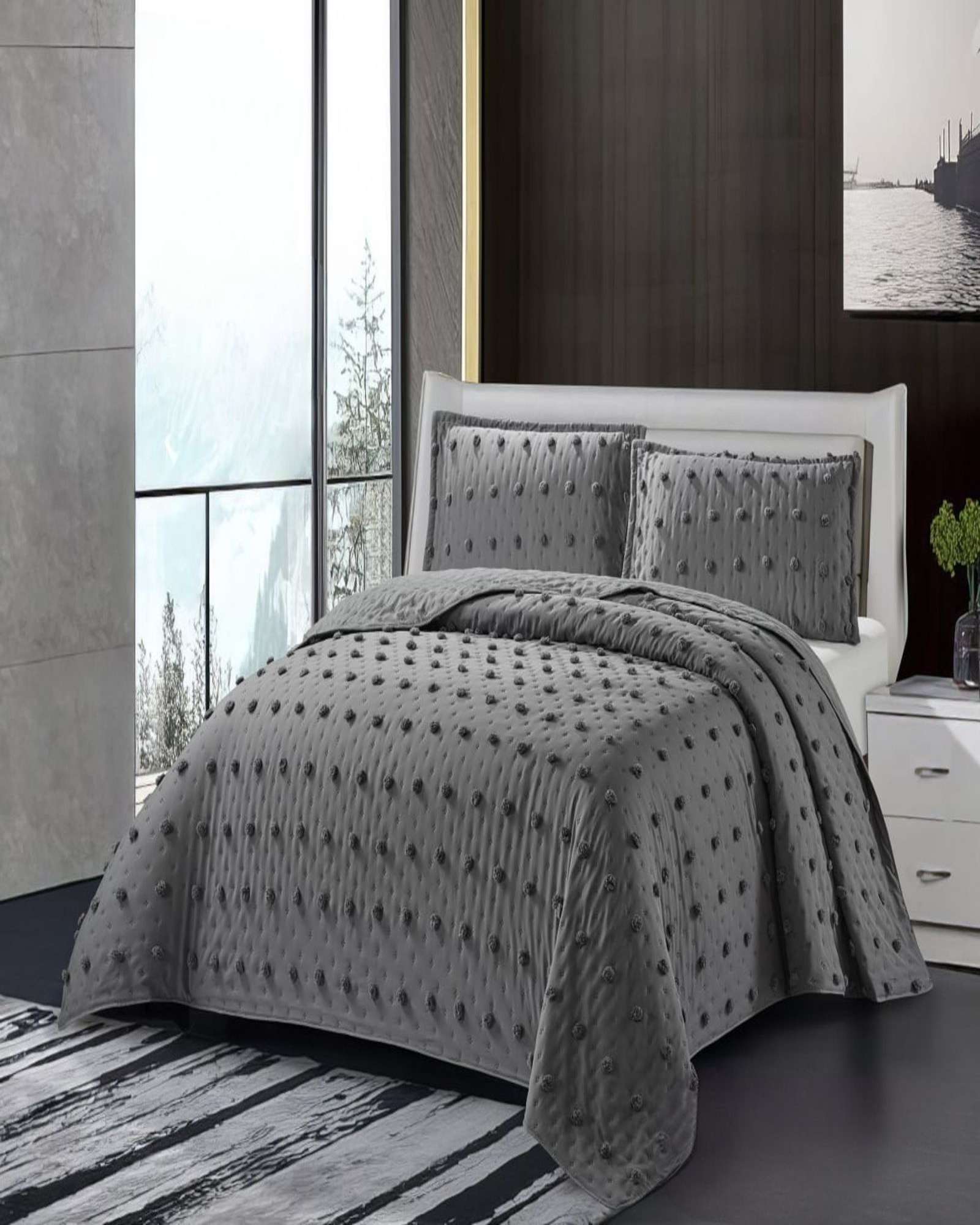 Tengfei - Cobertor Colcha Quilt Tufting De Lujo Suave 2 Plazas