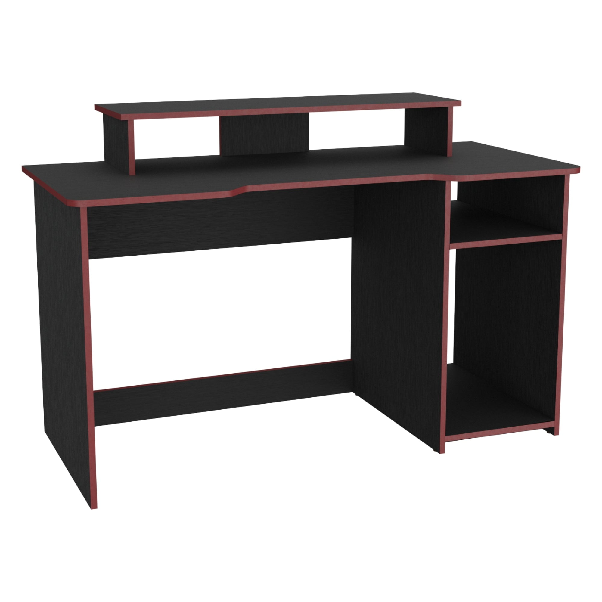 Fmfurniture - Escritorio Gamer 90,5x136x60 Cm Fm-048r Negro Y Rojo