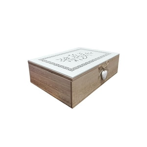 Oem - Caja De Té Mediana De Madera 6 Espacios Con Diseños Heart