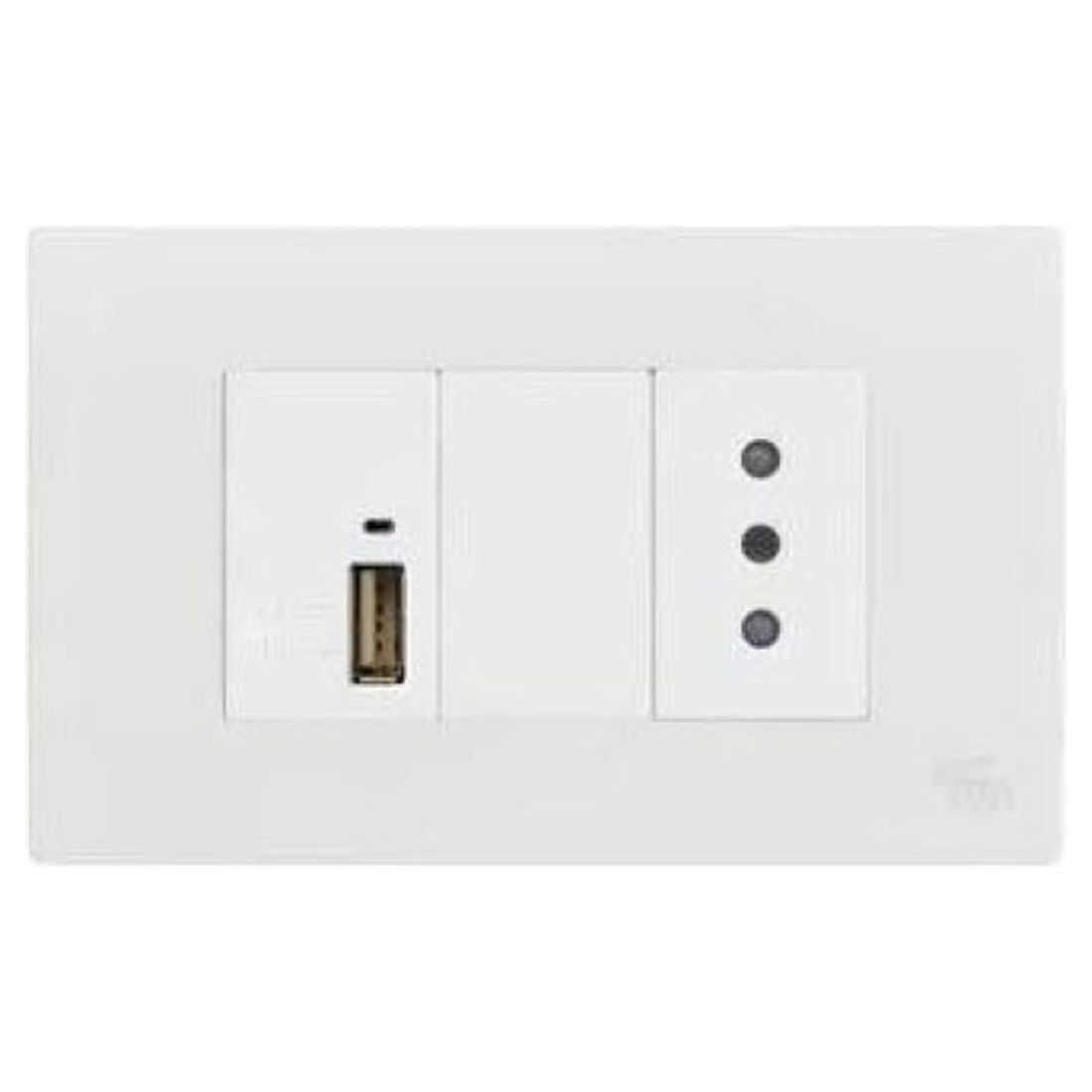 Art Dna - Módulo Usb 5a/2.1a + Enchufe Simple 10a Blanco K-p03