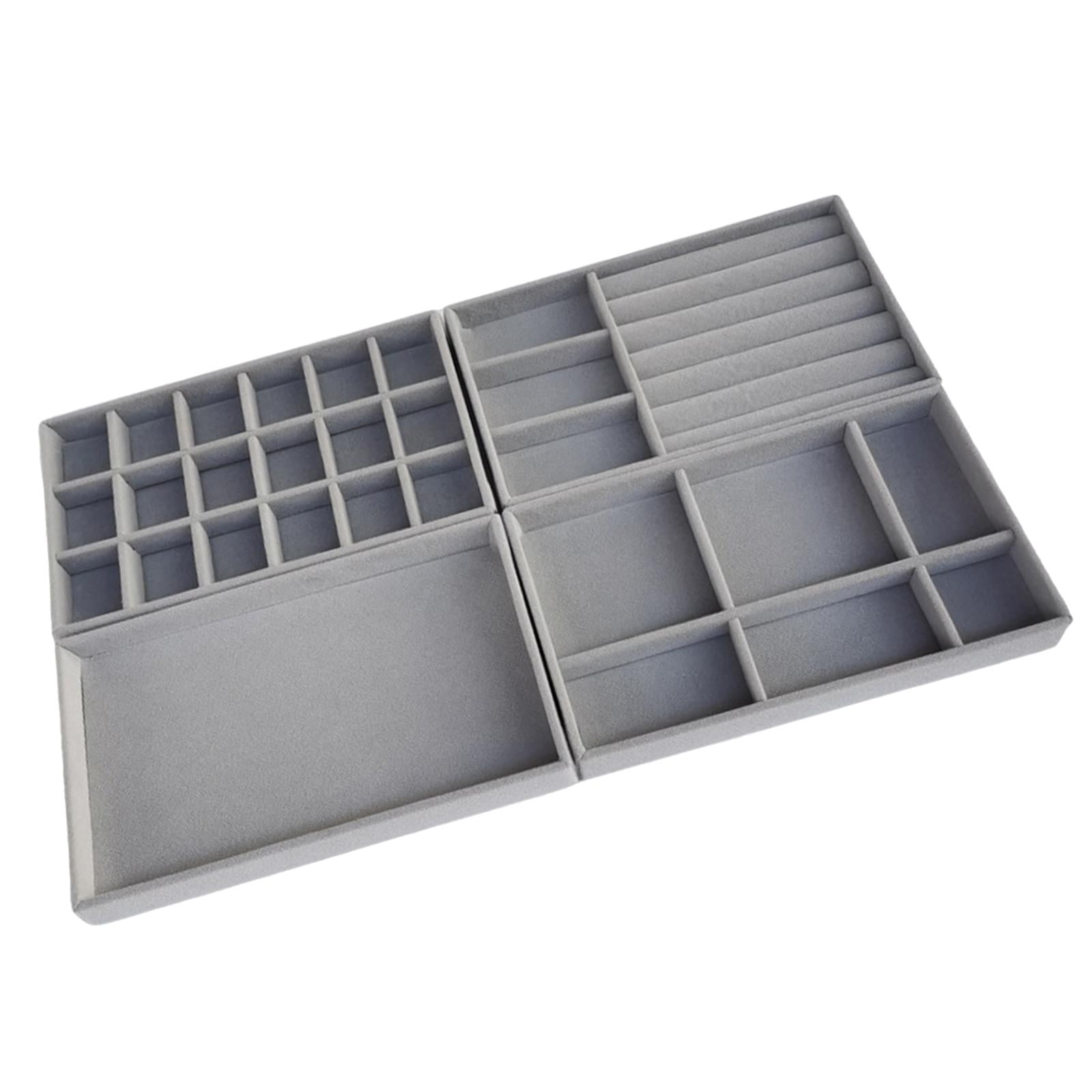Magideal - 4 Uds Bandeja De Joyería Organizador Insertar Divisor Caja De Almacenamiento Vitrina Para Mujer Regalo Día De La Madre Regalos Reloj De Pared Pantalla , Gris