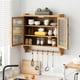 thumbnail image 3 of 24.8''Glass Door Vintage Double Door Wall Cabinet With Three Tiers of Storage With Towel Rack,for Bathroom, Kitchen,,Dining Room,Natural, 3 of 3