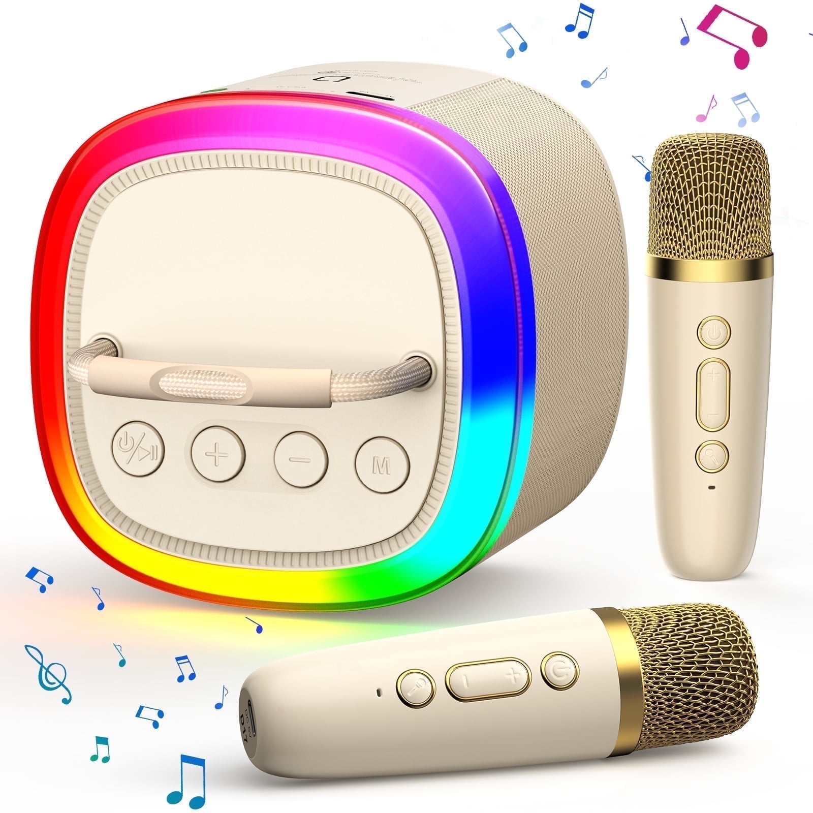 Parlante Bluetooth Jyx, Mini Parlante Karaoke Portátil Con Micrófonos Inalámbricos, Luces Rgb Y Efectos De Sonido Mágicos, D17w-t