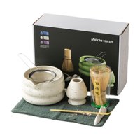 Bothyi - Juego De Batidor De Matcha De Cerámica Para Amantes Del Té, Regalo De Matcha, Cuenco Para Ceremonia Del Té, Color Blanco, 7 Piezas