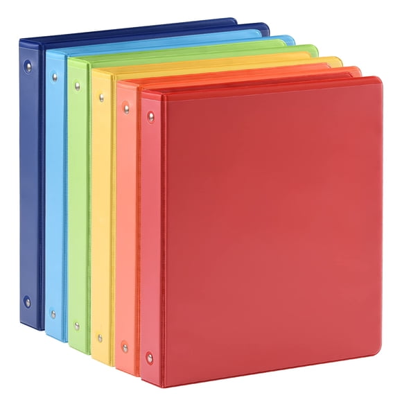 Carpeta SUIN de 3 anillas de 1 pulgada con 2 bolsillos interiores, paquete de 6