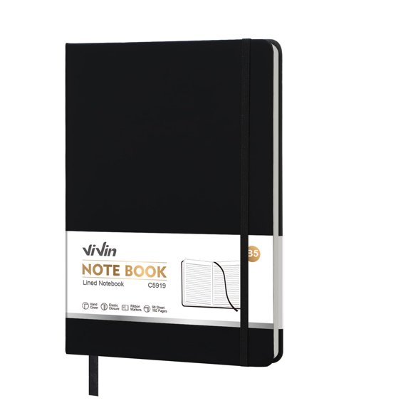 Cuaderno ViVin B5 de 192 páginas con renglones universitarios y cubierta de cuero vegano
