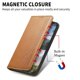 thumbnail image 5 of Funda tipo cartera para iPhone 16 Pro Max de piel con cierre magnético, ranuras para tarjetas y correa para la muñeca Marrón, 5 of 6