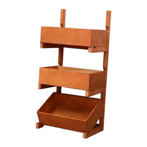 Magideal - Cesta De Madera Para Frutas, Soporte Para Bebidas, Organizador De Latas, Organizador Práctico Para Balcón, Cesta Para Guardar Bocadillos Para Cocina Y Marrón Cálido