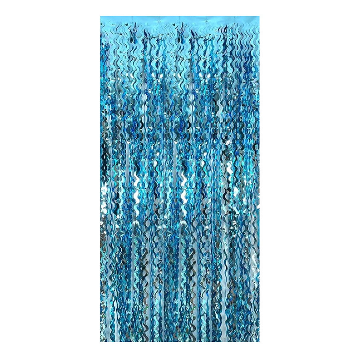 Xusx111 - 4 Pack 3.3 Pies X 6.6 Pies Ondulado Sparkle Aqua Teal Cortina De Lámina Azul - Agua Azul Lámina Streamers Para Vacaciones Soltera Océano Temática Decoración Invierno Fiesta Decoraciones Suministros