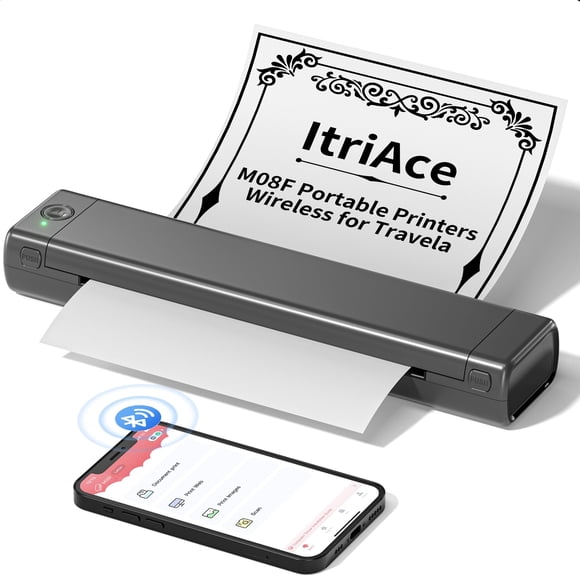 Impresora portátil iTriace M08F inalámbrica térmica de 8,5 x 11 pulgadas