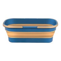 Magideal - Cubo De Agua Plegable Para Fregona Con 4 Ruedas, Tamaño Desplegado, Cesta Práctica Versátil Para Ahorrar Espacio De 22X7,8 Pulgadas Para Limpieza Del Azul Marrón