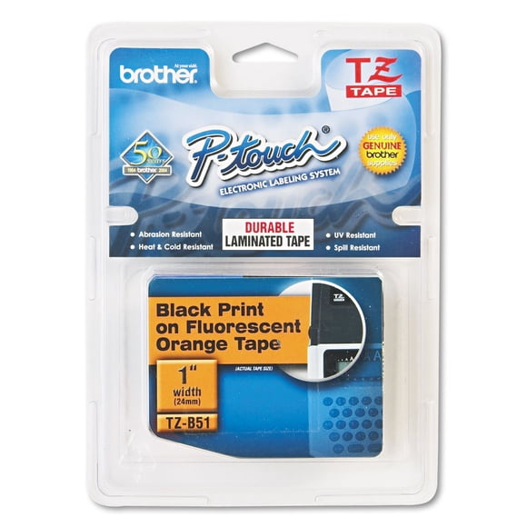 Tape Brother Genuine P-Touch TZE-B51, 24 mm x 5 m, negro/naranja