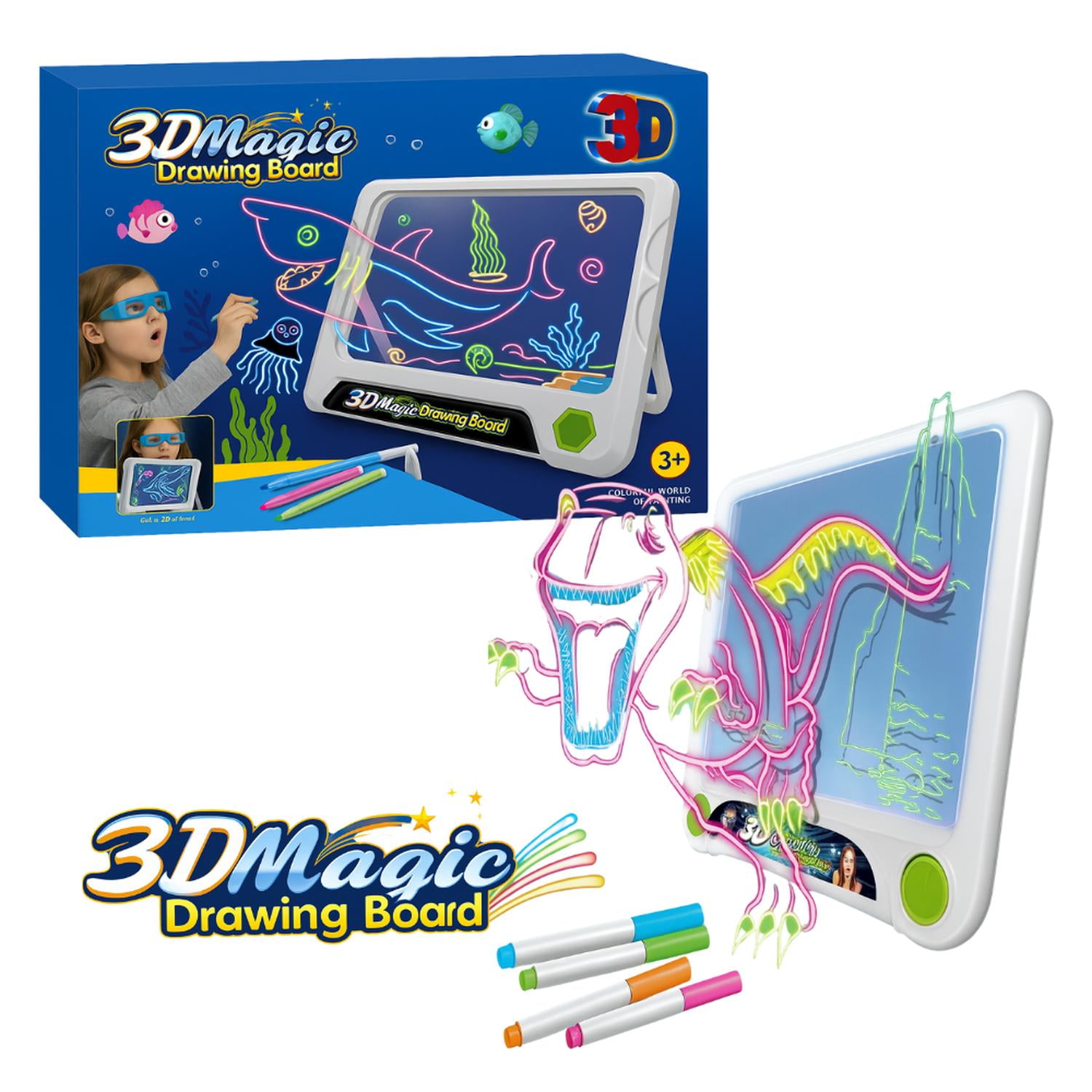 Fliperex - Pizarra Magica 3d Infantil Para Dibujar Con Efecto Luces