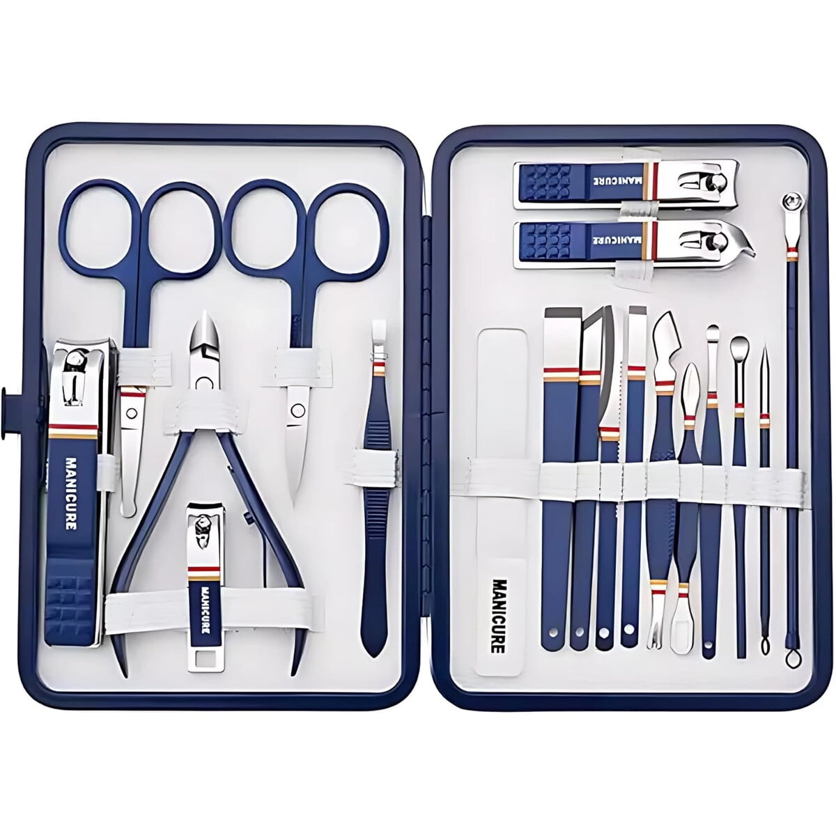 Genérico - Set Manicure Pedicure 19 Piezas Acero Inox Estuche Viaje