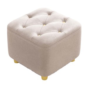 Bothyi - Reposapiés Asiento Acolchado Reposapiés Cuadrado Para Mesita De Noche Sala De Estar Vestidor Beige