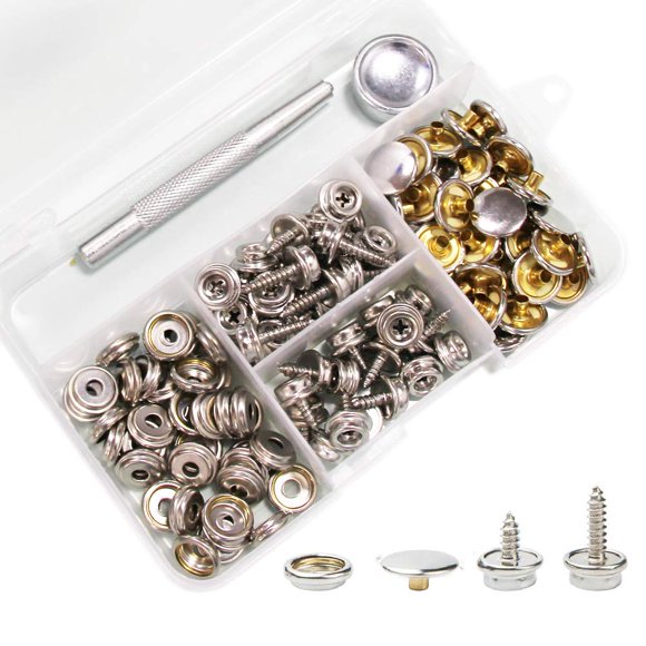 Kit de Broches a Presión Arokimi 60 piezas Acero Inoxidable de Grado Marino