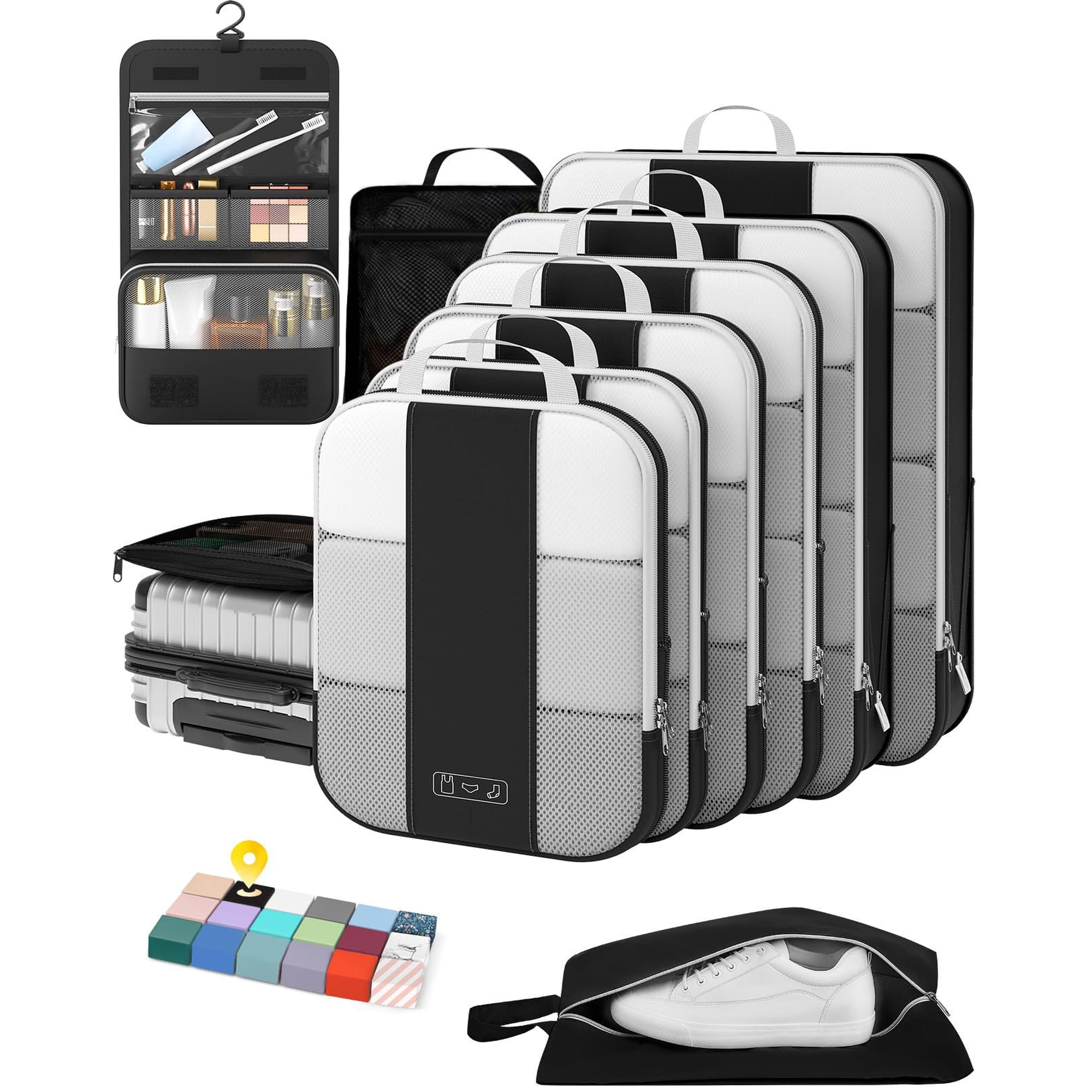 Juego De 10 Cubos De Embalaje De Compresión Olarhike Para Viajes, Color Negro