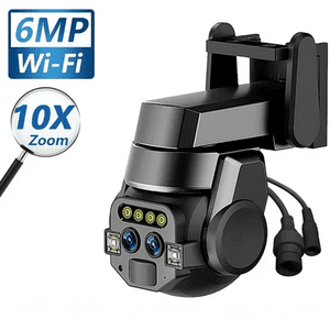Crusec - Cámara De Vigilancia Exterior Doble Lente Wifi 6Mp Zoom 10X